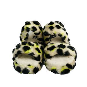 Ugg Oh Yeah Cheetah Slides Slippers Sandal Lamb Cozy Fluff Size 8/EUR 39